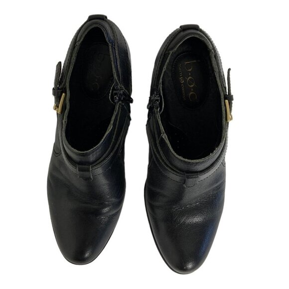 Born BOC Black Ankle Boots Heeled Size 7 Style Z01503 Leather Strap Buckle‎ Y2K - Picture 5 of 12